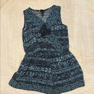 Art Class Blue Patterned Kids Romper